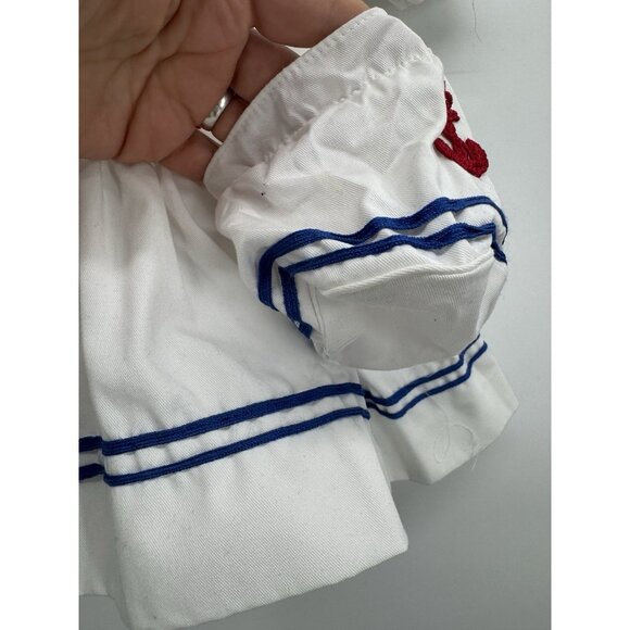 VTG Baby 24M Boutique Sailor Dress Navy Bucket Purse Button Back Nautical Sweet - Picture 6 of 14